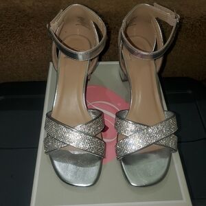 Silver Bling Block Heel